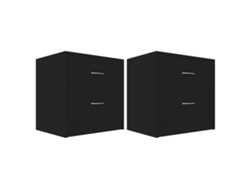 Conjunto 2 Mesita de noche VIDAXL Negro Madera contrachapada (40x30x40 cm)