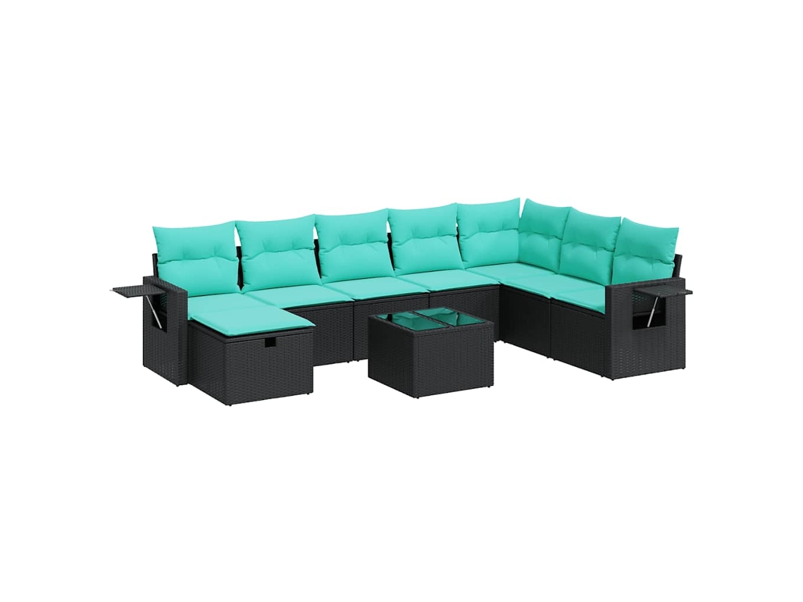 Maison Exclusive - Set De Sofás De Jardín Con Cojines 9 Pzas Ratán Sintético Negro