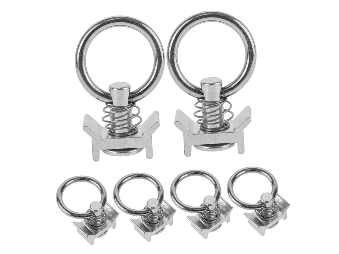 6 Ganchos De Riel De Acero Inoxidable, De Un Solo Enganche Y Anillo Redondo, Fáciles De Transportar Y Almacenar.