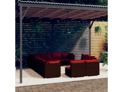 Conjunto de jardín de 12 piezas con cojines de mimbre marrón de DKD Home Decor