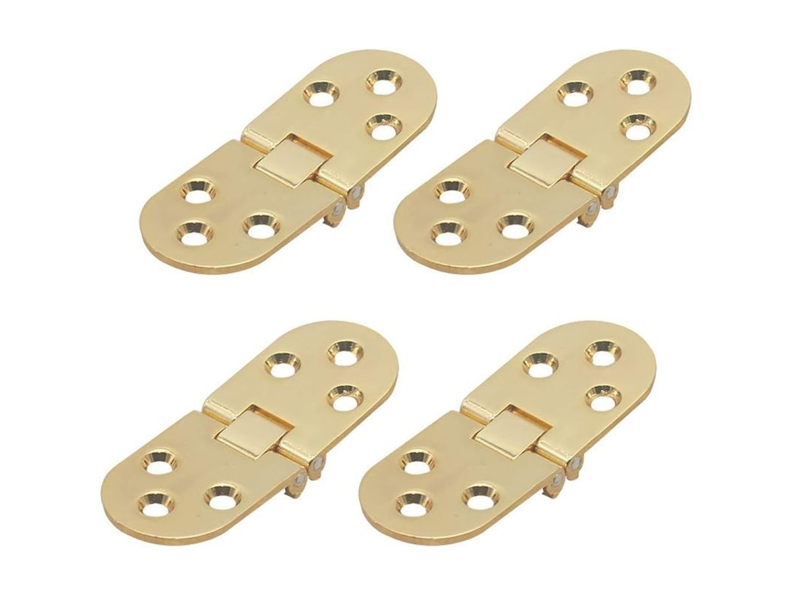 4 Bisagras Plegables Mesa, Bisagras Puerta Armario Plana, Metal Zinc Borde Redondo, Para Muebles Armarios (oro)