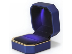 Caja De Lujo Para Anillos Con Luz Led, Soporte De Terciopelo Azul Para Anillos, Ideal Para Bodas Y Regalos.