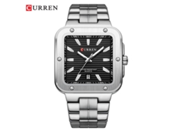 Reloj De Pulsera De Cuarzo Para Hombre (plateado Y Negro) Con Correa De Acero Resistente Al Agua, Esfera Cuadrada Grande Y Calendario.