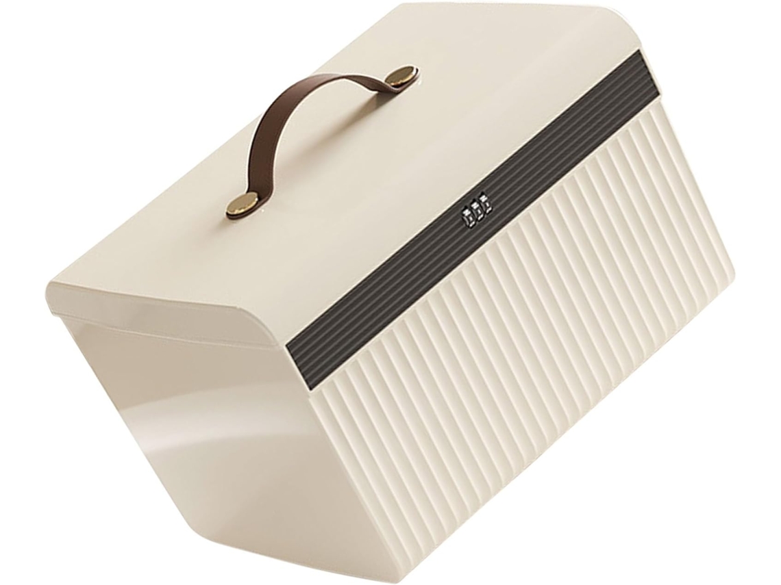 Caja De Almacenamiento Con Cerradura, Caja De Almacenamiento Segura De Plástico Blanco Con Cerradura De Combinación.