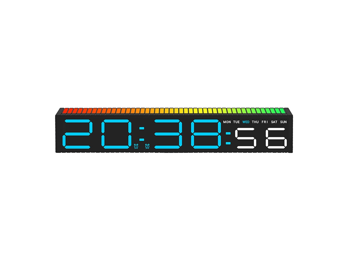 Reloj LED creativo con alarma, luz de acento, decoración para la mesita de noche, reloj digital LED para juegos, carcasa negra, luz azul. Sfushos