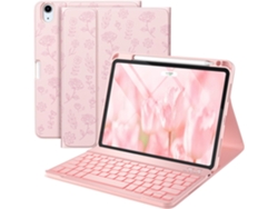 Funda con teclado tipo folio para iPad Air 11, teclado retroiluminado extraíble y portalápices, iPad Air de 5.ª y 4.ª generación, Viewleaf Floral Pink