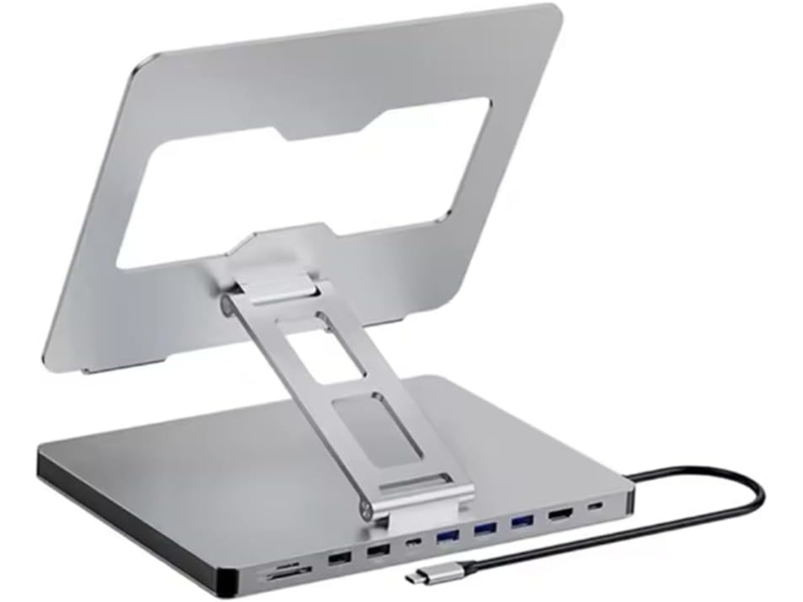 Soporte De Aluminio Para Portátil De 10,1" Con Estación De Acoplamiento, Concentrador Usb-c Y Adaptador.