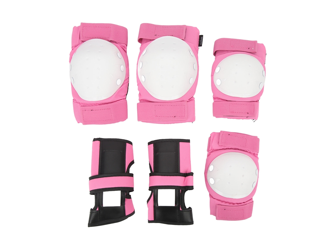 Vlrla-6pcs Kit De Protección Rodilleras Coderas Palmas Espuma Oxford Para Patinaje Ciclismo Rosa