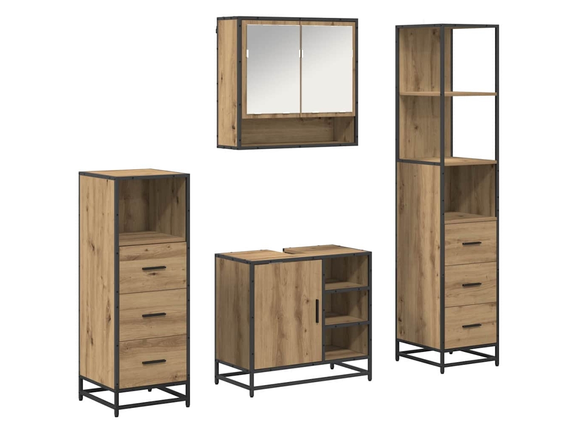 Maison Exclusive - Juego De Muebles De Baño Con Cajón 4 Pcs Roble Artesanal