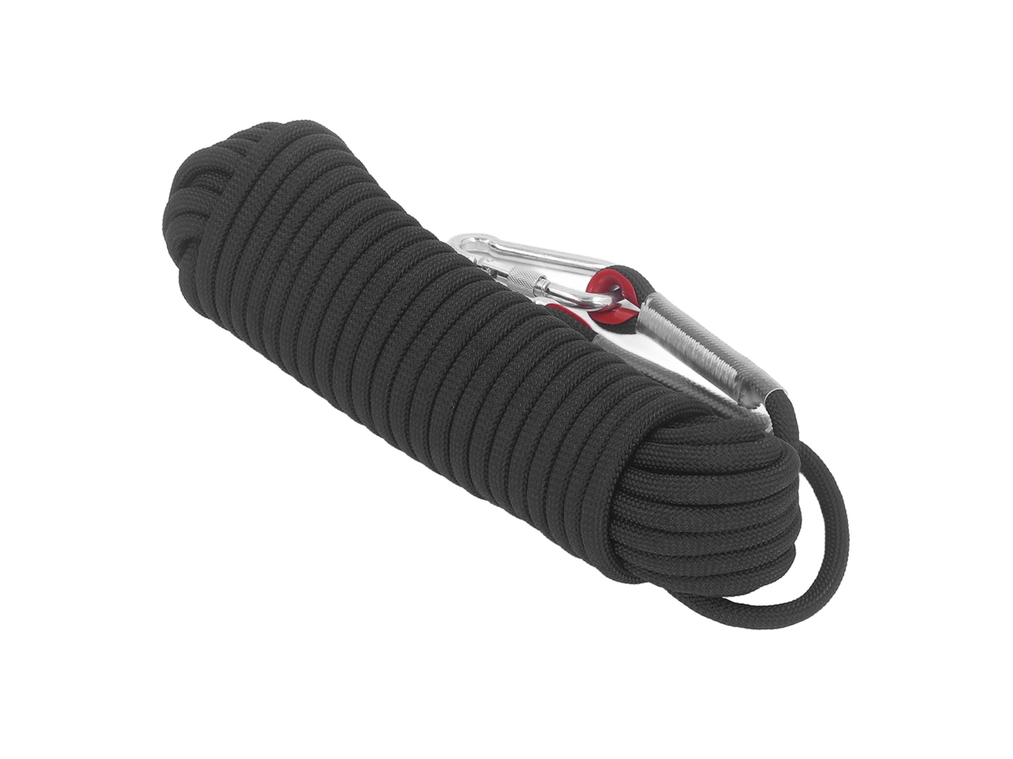 Cuerda estática de escalada de 20 m y 10 mm con ganchos para deportes al aire libre.