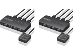 Lote De 2 Conmutadores Kvm Usb De 4 Entradas Compartidas Para Ordenador, Impresora, Teclado, Ratón Y Monitor.