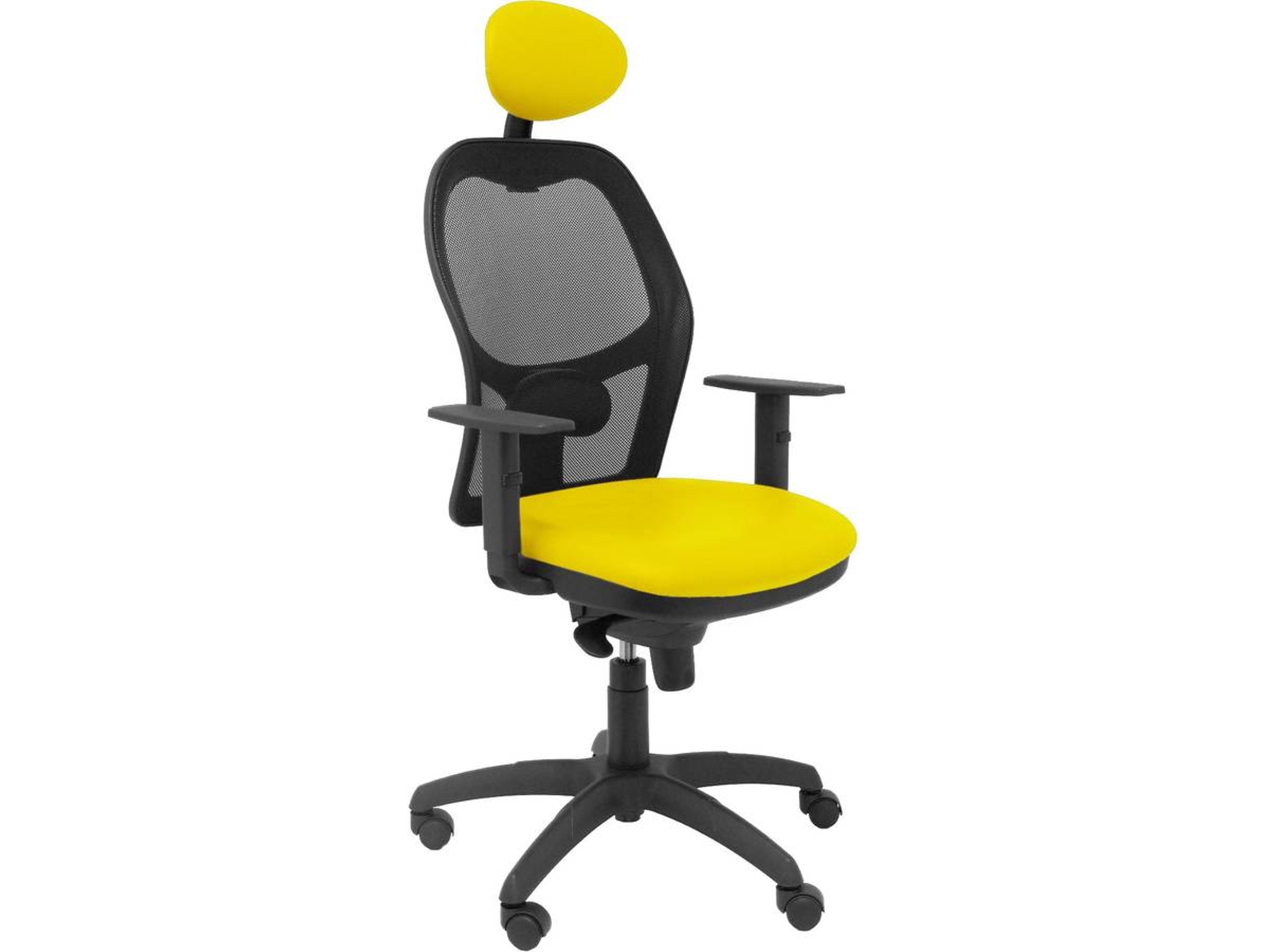 Silla de Escritorio Ejecutiva PIQUERAS Y CRESPO Jorquera Amarillo y Negro  (Cabecero fijo - Malla y Similpiel)