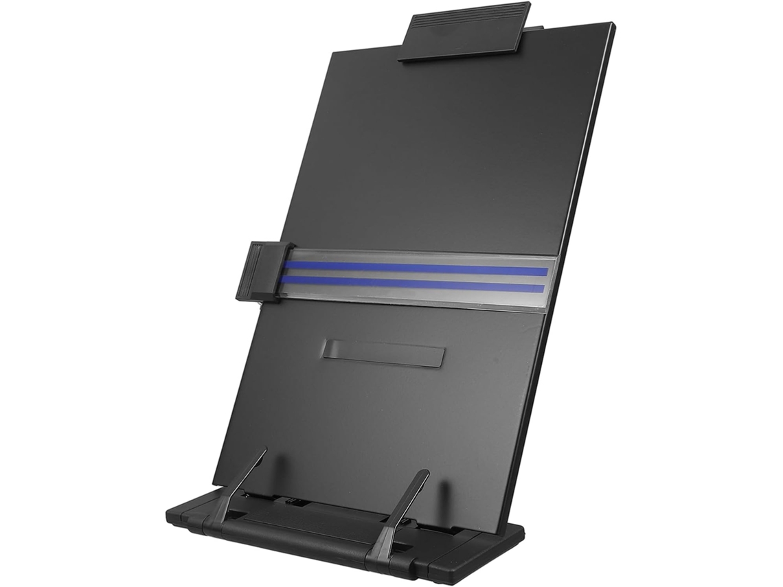 Soporte De Lectura Ajustable En Abs Y Hierro Negro, Portátil Y Ligero, Con Regla Integrada Para Oficina.