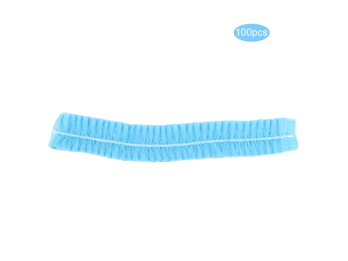 100 Gorros De Ducha Desechables De Tela No Tejida Plisados Azules Para Baño Spa Cabello Hogar