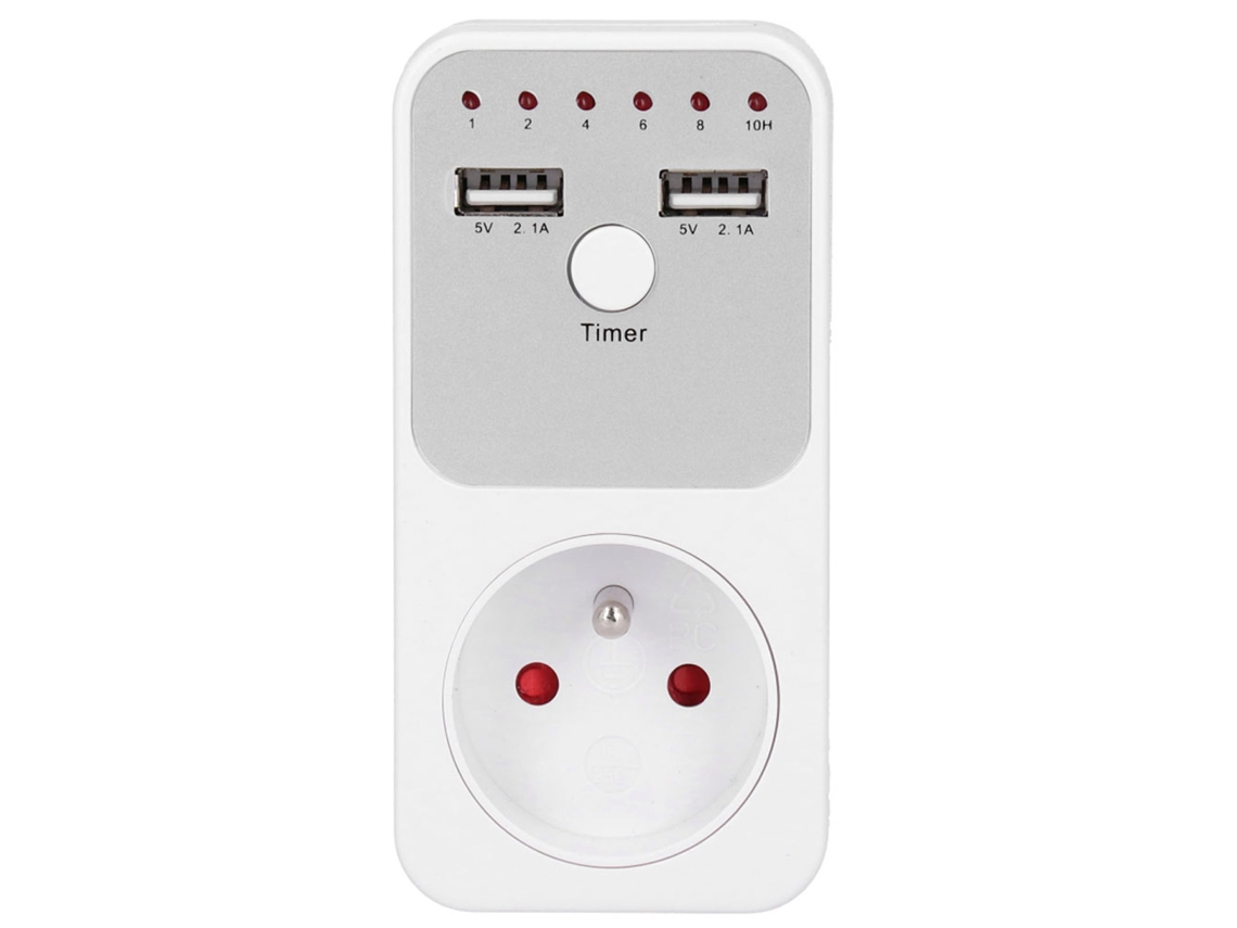 Enchufe Inteligente Con Temporizador Digital Y Puertos Usb Para Cargadores.