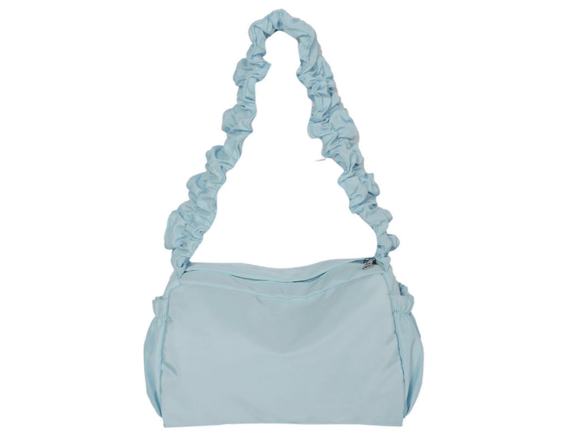 Bolso bandolera retro para mujer, primavera/verano, de nailon con cremallera, azul