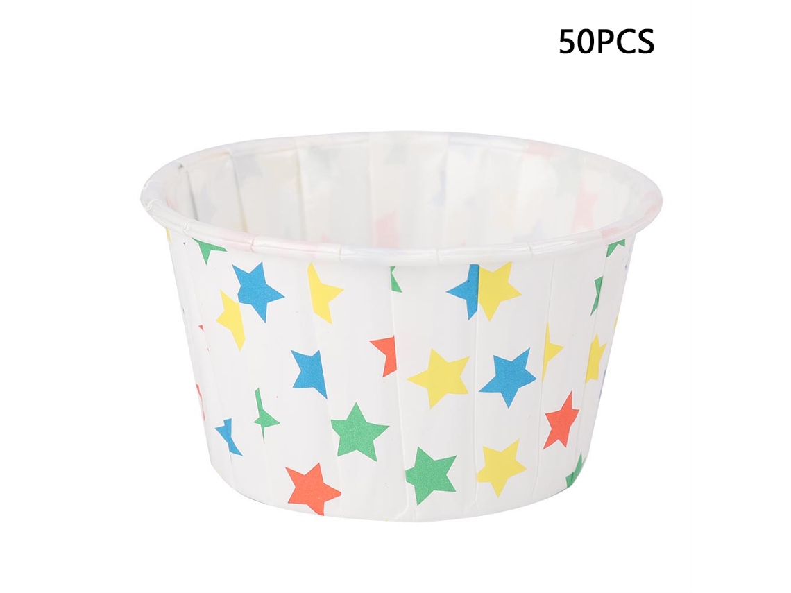 50 Moldes De Papel Redondos Para Mini Cupcakes, Ideales Para Pasteles, Magdalenas, Fiestas Y Bodas (estrella)