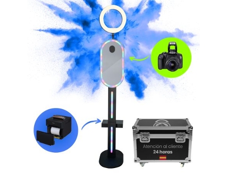 Fotomaton Shop - MiniGlam Fotomatón Espejo de fotos – Paquete Completo con Cámara Canon EOS 2000D y Impresora – Ideal para bodas, Eventos y más