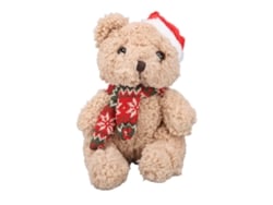 Ats-oso De Peluche Navideño Con Gorro De Santa Y Bufanda Roja 9.06in Juguete De Peluche Decoración Navideña