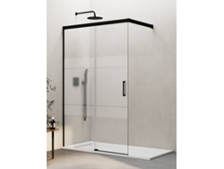 Mampara De Ducha Frontal Walk-in 1+1 Thalassa (basic) 85 Cm Perfil Negro Cristal Serigrafía