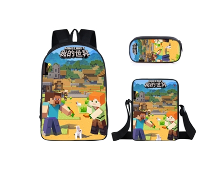 KOHREE Mochila escolar para estudiantes de Minecraft, juego de tres piezas