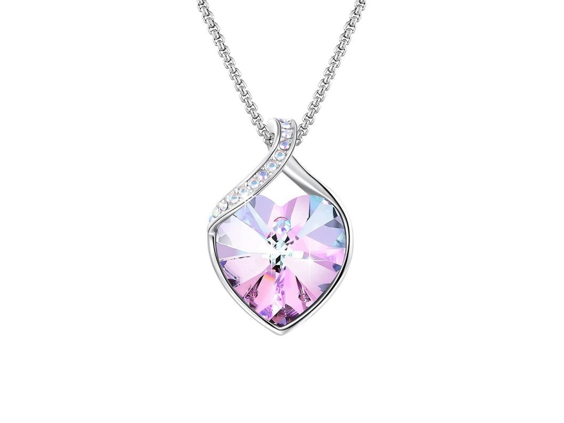 Colgante De Corazón Con Cristal De Austria En Plata Para Mujeres Joyería Ajustable