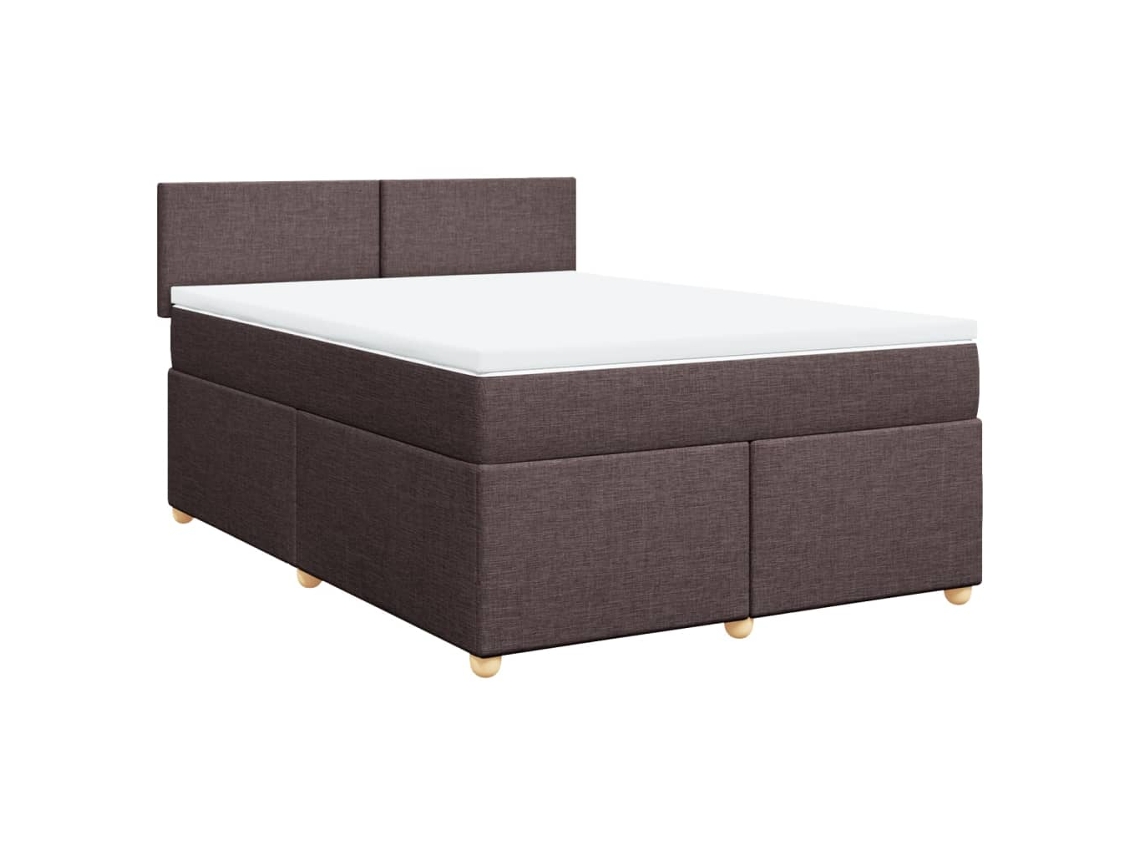 Maison Exclusive - Cama Box Spring Con Colchón Tela Marrón Oscuro 140x190 Cm