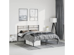 Estructura Cama Sin Colchón Con Cabecero Metal Negro 135x190 Cm