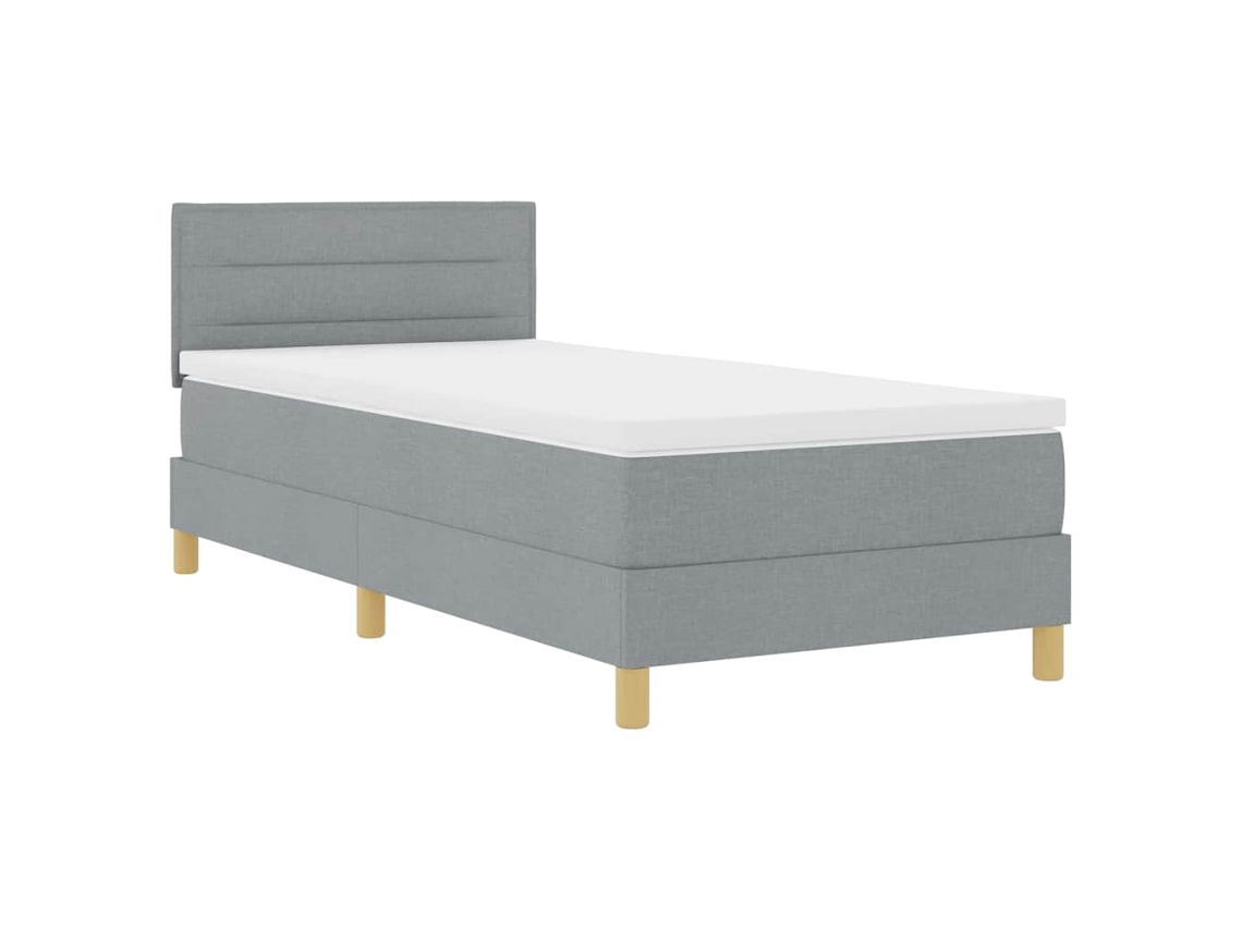 Cama Individual | Cama Box Spring Led Con Colchón Gris Claro 80 X 200 Cm Tela