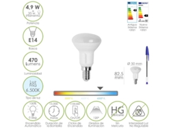 Bombilla led reflectante rosca e14. 4,9 watt. equivale a 35 watt. 470 lumenes. luz fria (6500  k.)