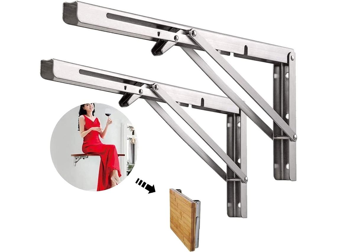 VVJIJILLY Prateleira Dobrável Em Inox 500mm Suporta Até 225kg 2 Unid Com Parafusos