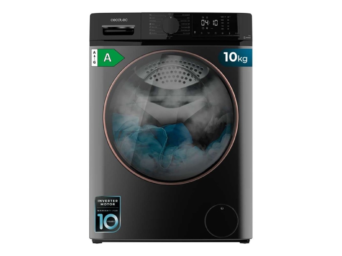 Cecotec Lavadora 10kg Carga Frontal Bolero Dresscode 10610 Inverter Steel A. 1400 Rpm, Steam Max, Motor Inverter Plus
