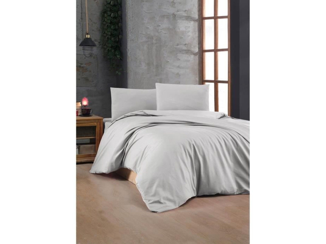 Juego De Cama - Funda Nórdica 220 X 240 + 2 Fundas De Almohada 60 X 60, Algodón Reforzado - Gris