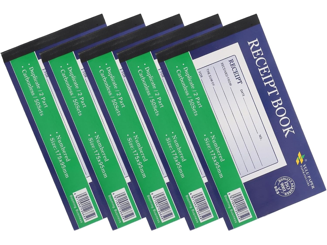 Bloc de recibos/pedidos sin papel carbón para pequeñas empresas SFUSHOS (2 paneles, 5 copias)
