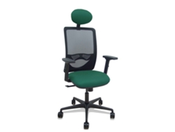 Silla De Oficina Zulema Con Mecanismo Sincro Tapizada Con Tela Color Verde Botella Y Malla Color Negro