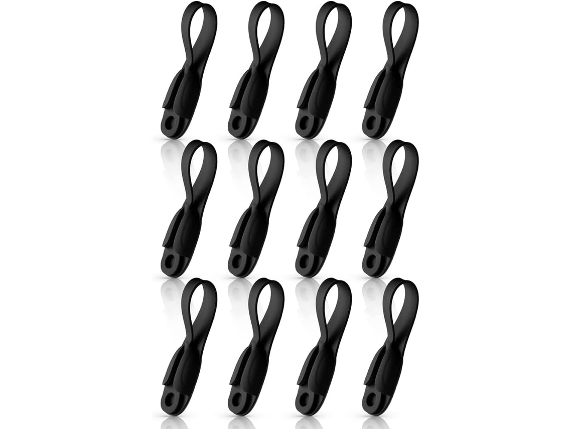12 Organizadores De Cables Para Electrodomésticos, Soporte De Silicona Autoadhesivo Negro.