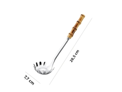 Cuchara Para Pasta De Acero Inoxidable 304 Con Mango De Bambú, Práctica Cuchara Para Sopa Y Fideos, Utensilio De Cocina Ecológico.
