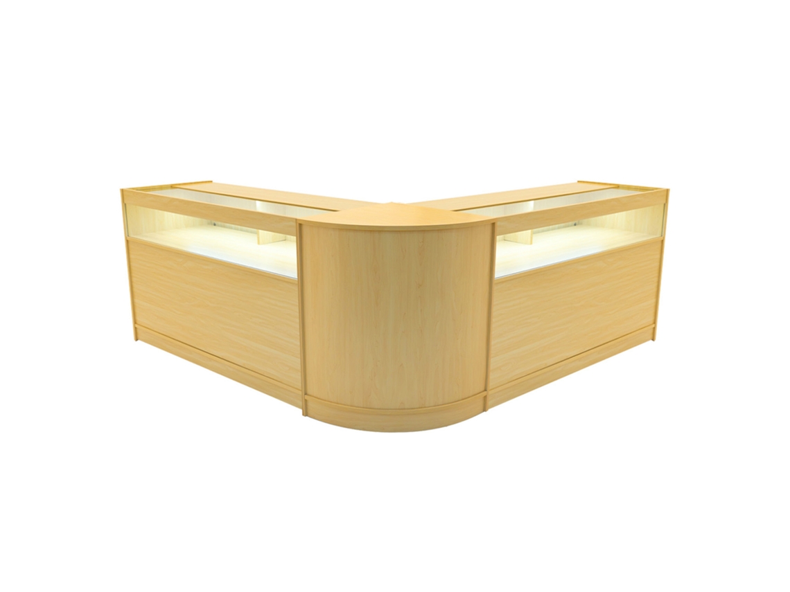 Conjunto de mostrador comercial MonsterShop Iris, arce, 2xB1500 1xCM60, MDF y vidrio templado