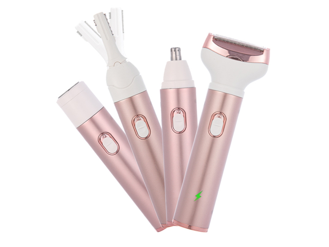 Recortadora eléctrica 4 en 1 para mujer, cuchilla lavable, mango antideslizante, carga USB.