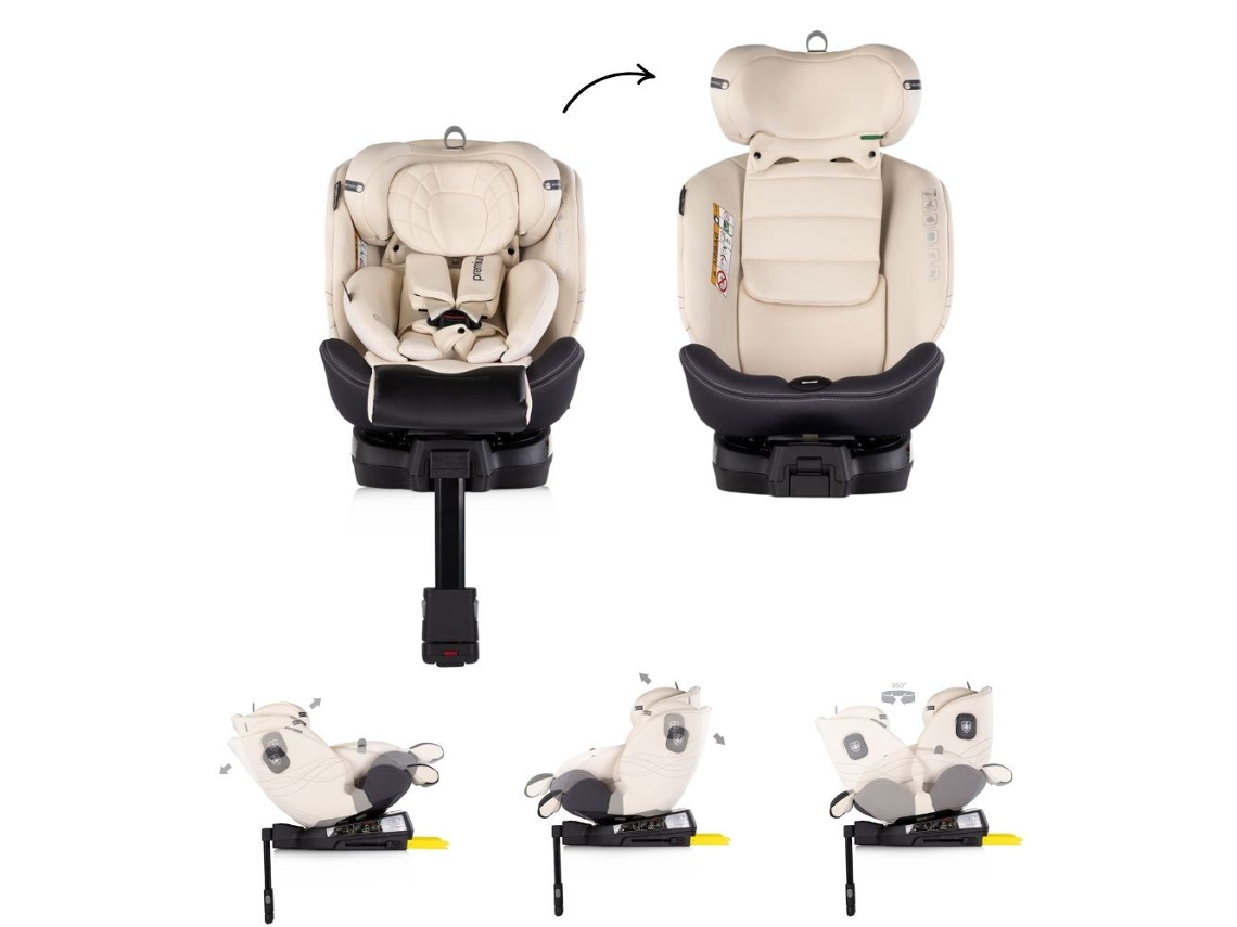 Silla de Coche Premium I Talla 40 150 cm con Isofix y Rotación 360º Chipolino Biscotta