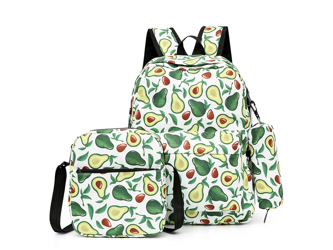 Mochila infantil colorida y de gran capacidad, juego de tres piezas para la escuela (9 piezas)