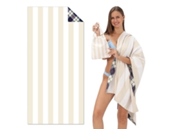 Toalla de playa de microfibra a rayas Yuysan, de alta absorción y secado rápido, 160 x 80 cm, modelo Tw15, color caqui.