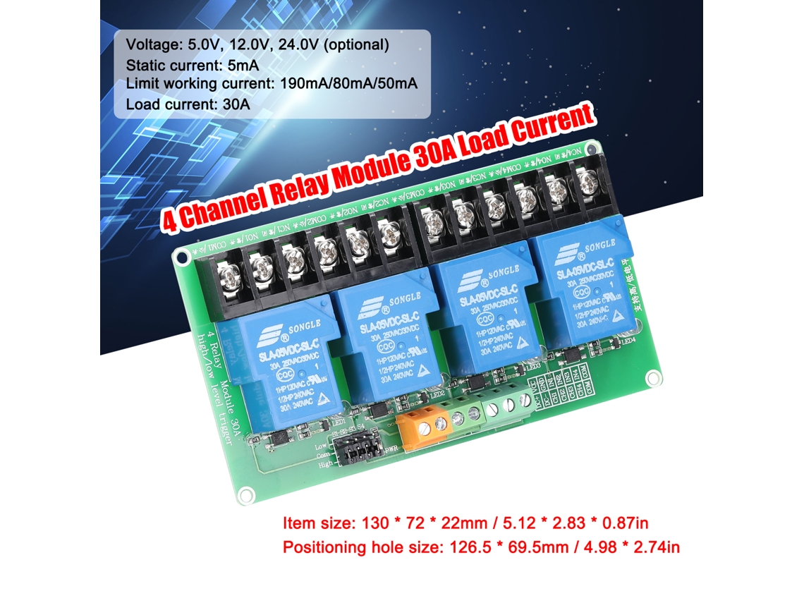 Omni-módulo De Relé De 4 Canales 30a Con Aislamiento Optoacoplador Compatible Con Disparo Alto/bajo 5v 12v 24v Opcional