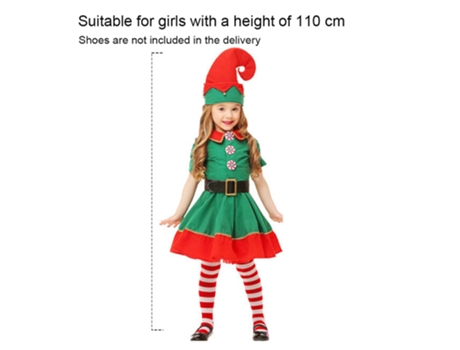 Disfraces Niñas Disfraz de Elfo para Niños Navidad Disfraces de Navidad, Niñas 110 cm