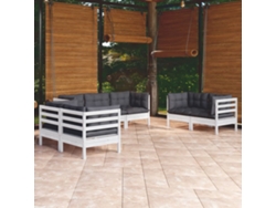Conjunto de jardín de 7 piezas con cojines en pino macizo DKD Home Decor