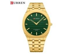 Reloj Cuadrado Ultradelgado E Impermeable (dorado Y Verde), Ideal Para Negocios Y Ocasiones Especiales, Para Hombre Y Mujer.