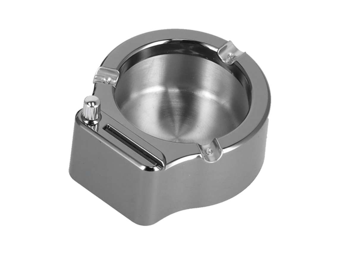 Soporte Para Cigarrillos De Acero Inoxidable Con Encendedor Para Decoración Del Hogar Y La Oficina - Negro