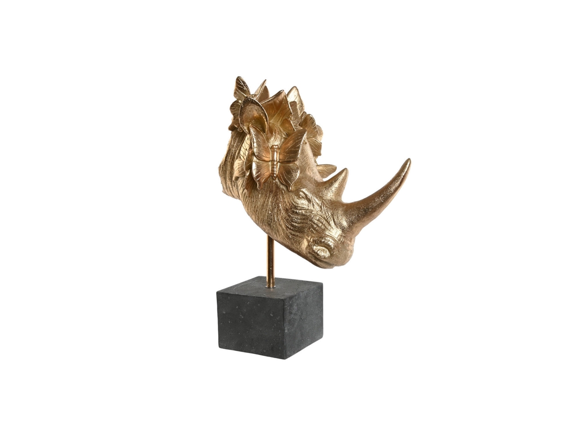 Figura de Rinoceronte Dourado em Resina, 33x24x43,5cm ALEXANDRA HOUSE LIVING