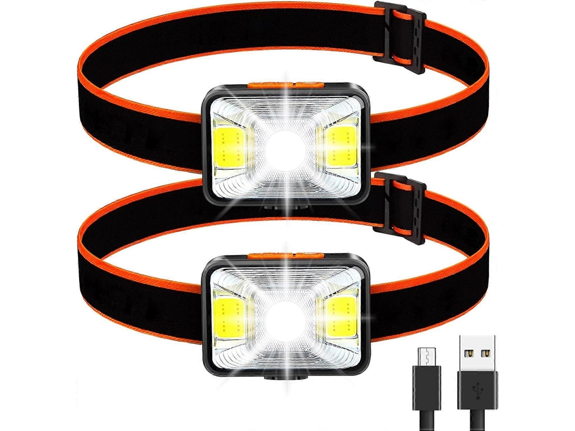 Linterna Frontal Potente 2pcs, Recargable Usb Led 200 Lúmenes 5 Modos Luz Blanca Y Roja, Impermeable Ipx5