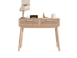 Mesa consola, 2 cajones, diseño moderno, color madera natural, 100 x 35 x 80 cm